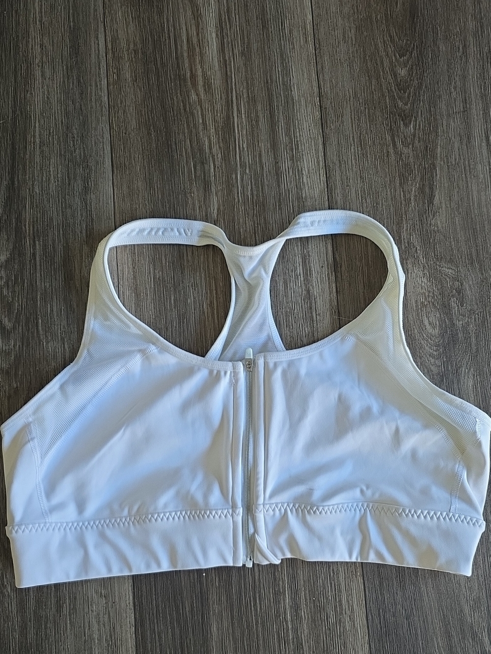 Athleta White Front-Zip Racerback Sports Bra